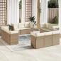 Preview: ARDEBO.de - 12-tlg. Garten-Sofagarnitur mit Kissen Beige Poly Rattan