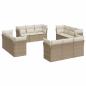 Preview: 12-tlg. Garten-Sofagarnitur mit Kissen Beige Poly Rattan