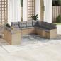 Preview: ARDEBO.de - 9-tlg. Garten-Sofagarnitur mit Kissen Beige Poly Rattan