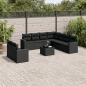 Preview: ARDEBO.de - 10-tlg. Garten-Sofagarnitur mit Kissen Schwarz Poly Rattan