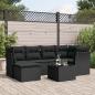 Preview: ARDEBO.de - 7-tlg. Garten-Sofagarnitur mit Kissen Schwarz Poly Rattan