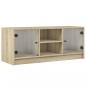 Preview: TV-Schrank mit Glastüren Sonoma-Eiche 102x37x42 cm