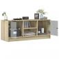 Preview: TV-Schrank mit Glastüren Sonoma-Eiche 102x37x42 cm