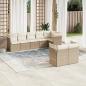 Preview: ARDEBO.de - 8-tlg. Garten-Sofagarnitur mit Kissen Beige Poly Rattan