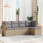 Preview: ARDEBO.de - 5-tlg. Garten-Sofagarnitur mit Kissen Beige Poly Rattan