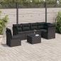 Preview: ARDEBO.de - 7-tlg. Garten-Sofagarnitur mit Kissen Schwarz Poly Rattan