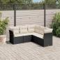 Preview: ARDEBO.de - 5-tlg. Garten-Sofagarnitur mit Kissen Schwarz Poly Rattan