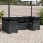 Preview: ARDEBO.de - 6-tlg. Garten-Sofagarnitur mit Kissen Schwarz Poly Rattan