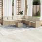 Preview: ARDEBO.de - 10-tlg. Garten-Sofagarnitur mit Kissen Beige Poly Rattan