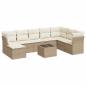 Preview: 9-tlg. Garten-Sofagarnitur mit Kissen Beige Poly Rattan