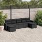 Preview: ARDEBO.de - 7-tlg. Garten-Sofagarnitur mit Kissen Schwarz Poly Rattan