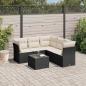 Preview: ARDEBO.de - 6-tlg. Garten-Sofagarnitur mit Kissen Schwarz Poly Rattan