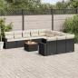 Preview: ARDEBO.de - 12-tlg. Garten-Sofagarnitur mit Kissen Schwarz Poly Rattan