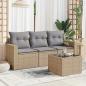 Preview: ARDEBO.de - 4-tlg. Garten-Sofagarnitur mit Kissen Beige Poly Rattan