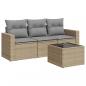 Preview: 4-tlg. Garten-Sofagarnitur mit Kissen Beige Poly Rattan