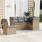 Preview: ARDEBO.de - 5-tlg. Garten-Sofagarnitur mit Kissen Beige Poly Rattan