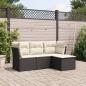 Preview: ARDEBO.de - 4-tlg. Garten-Sofagarnitur mit Kissen Schwarz Poly Rattan