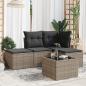 Preview: ARDEBO.de - 5-tlg. Garten-Sofagarnitur mit Kissen Grau Poly Rattan