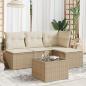 Preview: ARDEBO.de - 5-tlg. Garten-Sofagarnitur mit Kissen Beige Poly Rattan