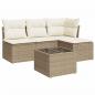 Preview: 5-tlg. Garten-Sofagarnitur mit Kissen Beige Poly Rattan