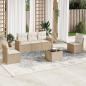 Preview: ARDEBO.de - 6-tlg. Garten-Sofagarnitur mit Kissen Beige Poly Rattan