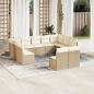 Preview: ARDEBO.de - 11-tlg. Garten-Sofagarnitur mit Kissen Beige Poly Rattan