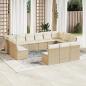 Preview: ARDEBO.de - 13-tlg. Garten-Sofagarnitur mit Kissen Beige Poly Rattan