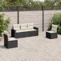 Preview: ARDEBO.de - 5-tlg. Garten-Sofagarnitur mit Kissen Schwarz Poly Rattan