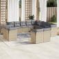 Preview: ARDEBO.de - 13-tlg. Garten-Sofagarnitur mit Kissen Beige Poly Rattan