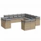 Preview: 13-tlg. Garten-Sofagarnitur mit Kissen Beige Poly Rattan