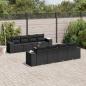 Preview: ARDEBO.de - 9-tlg. Garten-Sofagarnitur mit Kissen Schwarz Poly Rattan