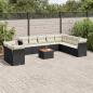 Preview: ARDEBO.de - 11-tlg. Garten-Sofagarnitur mit Kissen Schwarz Poly Rattan