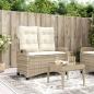 Preview: ARDEBO.de - Gartenbank Verstellbar mit Kissen Beige Poly Rattan