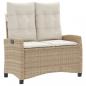 Preview: Gartenbank Verstellbar mit Kissen Beige Poly Rattan