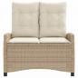 Preview: Gartenbank Verstellbar mit Kissen Beige Poly Rattan