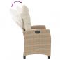 Preview: Gartenbank Verstellbar mit Kissen Beige Poly Rattan