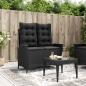 Preview: ARDEBO.de - Gartenbank Verstellbar mit Kissen Schwarz Poly Rattan