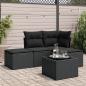 Preview: ARDEBO.de - 5-tlg. Garten-Sofagarnitur mit Kissen Schwarz Poly Rattan