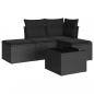 Preview: 5-tlg. Garten-Sofagarnitur mit Kissen Schwarz Poly Rattan