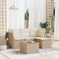 Preview: ARDEBO.de - 5-tlg. Garten-Sofagarnitur mit Kissen Beige Poly Rattan