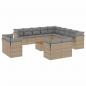 Preview: 14-tlg. Garten-Sofagarnitur mit Kissen Beige Poly Rattan