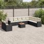 Preview: ARDEBO.de - 11-tlg. Garten-Sofagarnitur mit Kissen Schwarz Poly Rattan