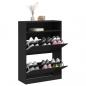 Preview: Schuhschrank mit 2 Klappen Schwarz 80x34x116 cm