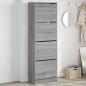 Preview: ARDEBO.de - Schuhschrank mit 4 Klappen Grau Sonoma 60x34x187,5 cm