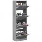 Preview: Schuhschrank mit 4 Klappen Grau Sonoma 60x34x187,5 cm