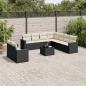 Preview: ARDEBO.de - 10-tlg. Garten-Sofagarnitur mit Kissen Schwarz Poly Rattan