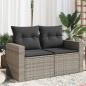 Preview: ARDEBO.de - Gartensofa 2-Sitzer mit Kissen Grau Poly Rattan