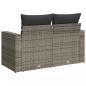 Preview: Gartensofa 2-Sitzer mit Kissen Grau Poly Rattan