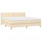 Preview: Boxspringbett mit Matratze & LED Creme 180x200 cm Stoff