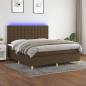 Preview: ARDEBO.de - Boxspringbett mit Matratze & LED Dunkelbraun 160x200 cm Stoff